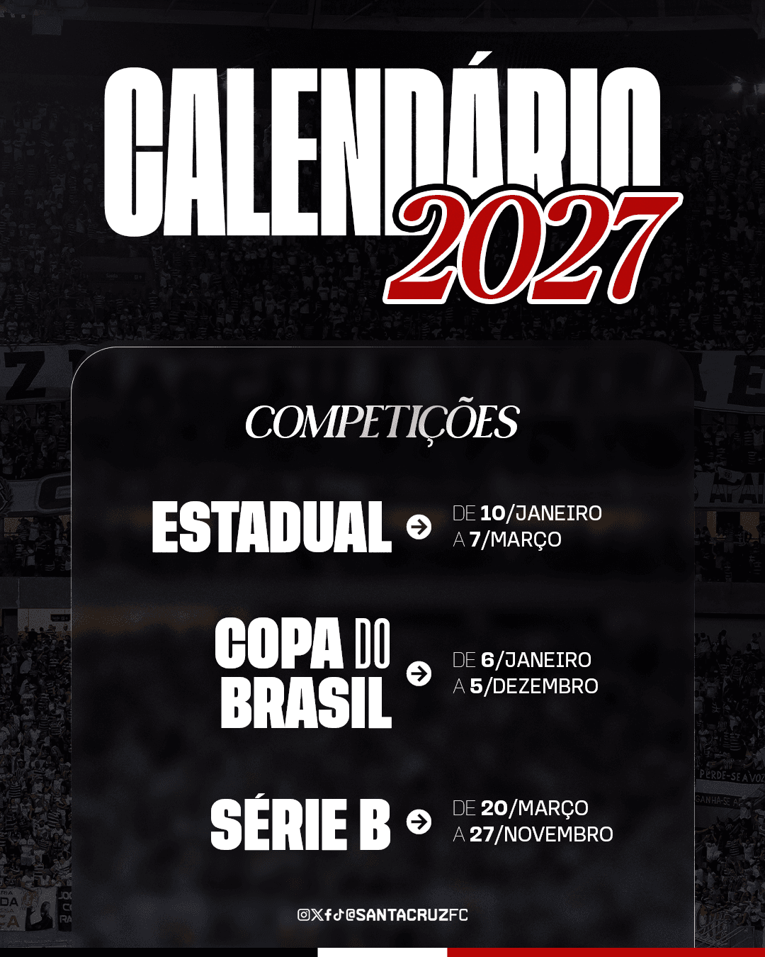 Santa Cruz apresenta calendário de competições para 2027