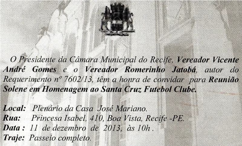 Câmara de Vereadores do Recife homenageia Campeão Brasileiro da Série C.